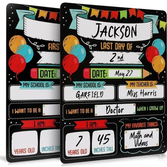 12 Pack First Last Days Of School Chalkboard Style Posters 8 x 12 Prints Signs - Picture 4 of 6